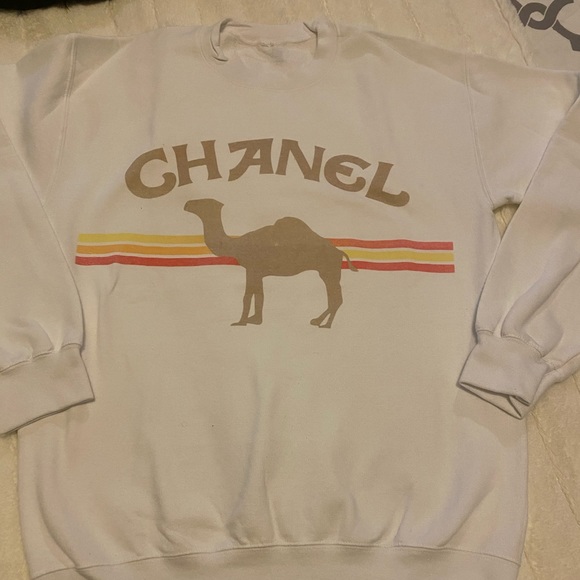 LF who cares NYC Chanel\camel sweatshirt sz m - Picture 1 of 3